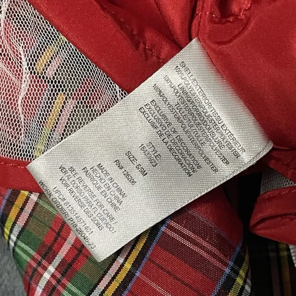Pastourelle Pippa Julie Dress Girls Size 6-9M Red Green Tartan Plaid Holiday